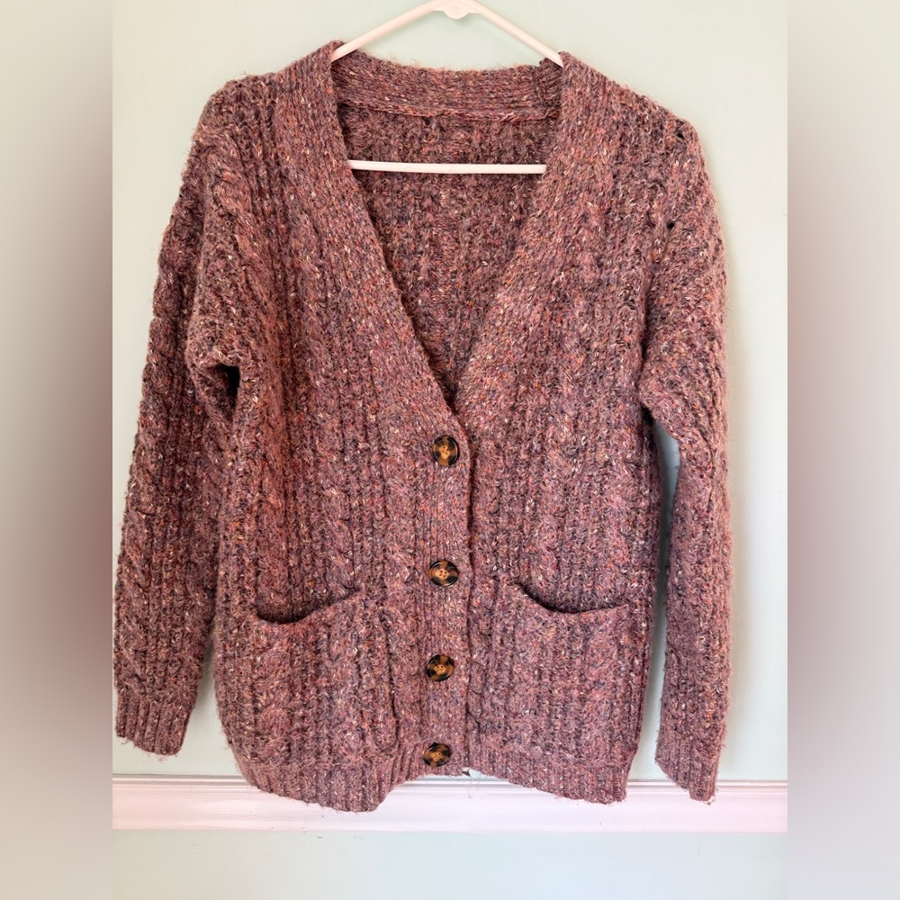 Cozy Pink Knit Cardigan